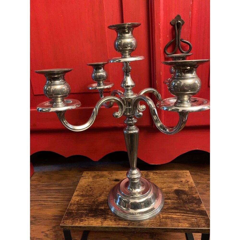 Vintage Silver Plated Candelabra 5 Candle Table Decor Wedding Formal Collectible